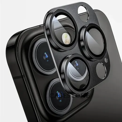 Nettech Apple Uyumlu iPhone 14 Pro Max Metalik Seri Kamera Cam Koruyucu - Siyah