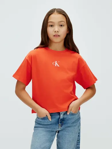Kız Çocuk CK Logo Boxy T-shirt