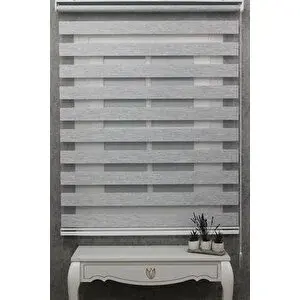 Trend Stor Perde Kidmex Ithal Bambu Açık Gri Bambu Stor Zebra Perde Etek Dilimsiz. 160x160 cm