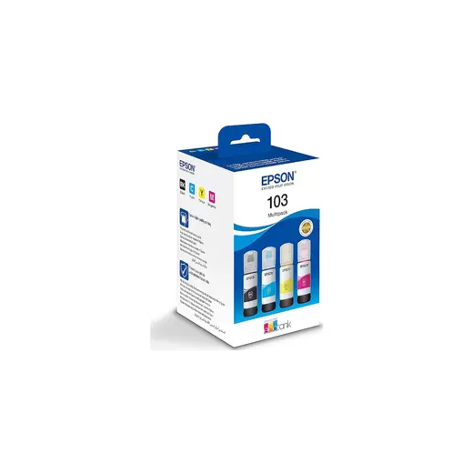 Epson 103 4'lü Set Orijinal Mürekkep Şişesi (L3150 L3110 L1110 L3156 L3160 Uyumlu - Siyah Mavi Kırmızı Sarı)