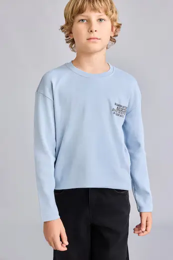 Oversize Baskılı Uzun Kol Tişört Erkek Çocuk