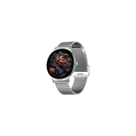 Logia Ultra Thin Femme Akıllı Saat Yuvarlak Çelik Kasa Metal Kordon Gümüş