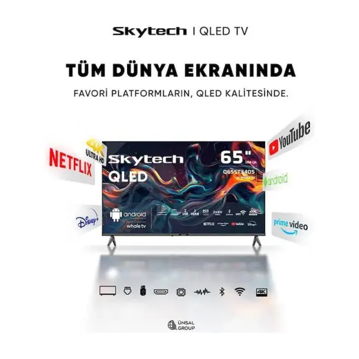 Skytech Q65ST3405 4K Ultra HD 65" 165 Ekran Uydu Alıcılı Smart QLED TV
