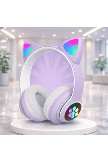 Renkli Işıkları Yumuşak Yapısıyla Çocuklar İçin Eğlenceli Hafif Bluetooth Kulaklık....