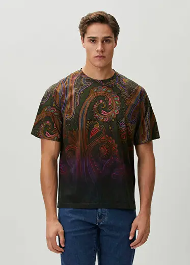Çok Renkli Şal Desenli T-shirt