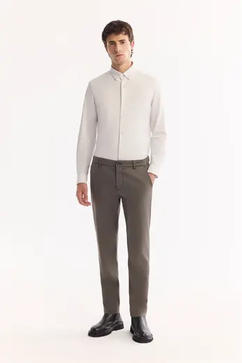 Gri Haki Klasik Bel Soft Touch Chino Pantolon