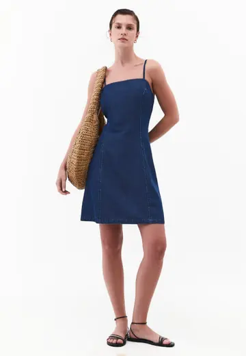 Fermuarlı Mini Denim Elbise ( TENCEL™ )