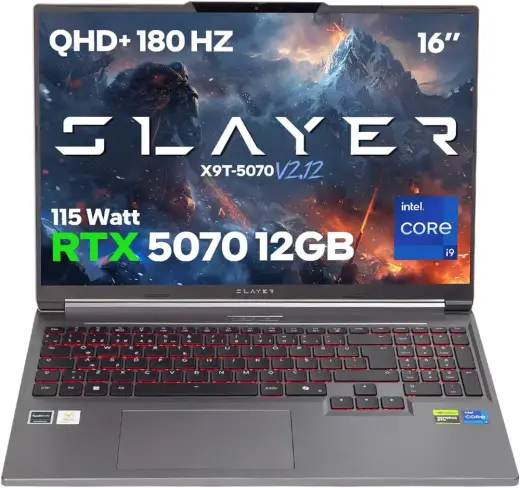 Game Garaj Slayer X9T-5070 V2.12 C3 Intel Core i9 14900HX 64 GB RAM 2 TB SSD RTX5070 16" 180Hz QHD+ IPS FreeDOS Gaming Laptop