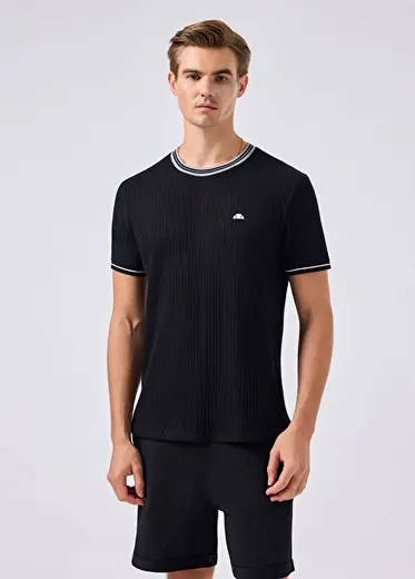Siyah Triko Kısa Kollu Erkek T-shirt 6SM5046-BK