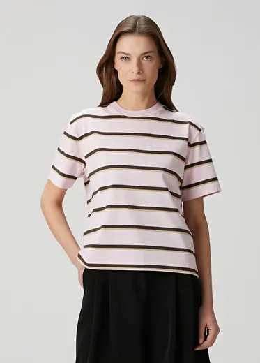 Roam Pembe Gri Çizgili T-shirt