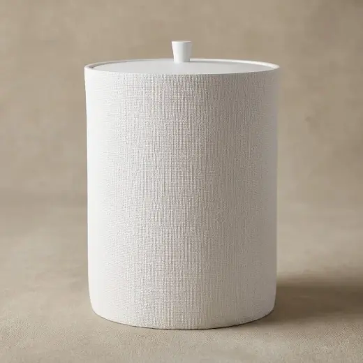 Linen Çöp Kovası Beyaz