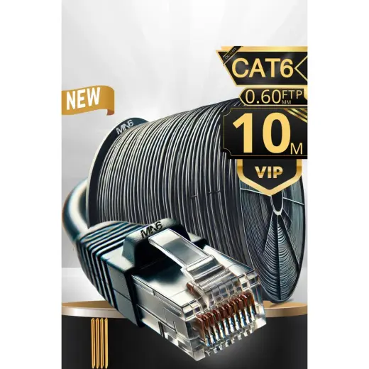 Mn6 M108XF Cat6 FTP Ethernet Kablosu 10 Metre Dış Mekan UV Korumalı Çift Katmanlı PE+PVC Parazit Önleyici 23AWG 0.60 mm