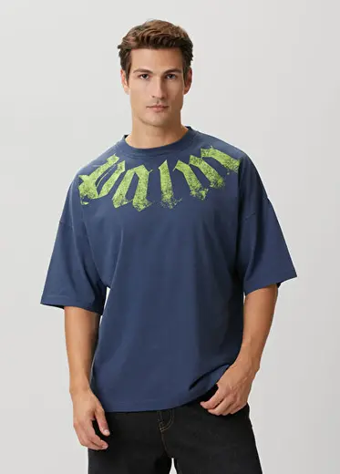 Lacivert Logo Baskılı T-shirt