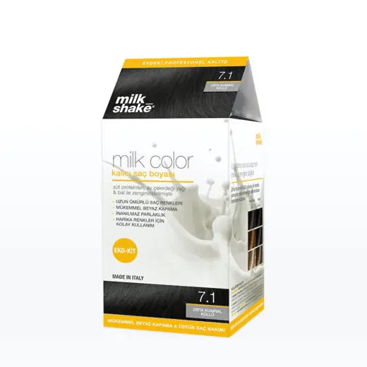 milk_shake Milk Color Eko Kalıcı Saç Boyası Seti 7.1 Orta Kumral Küllü