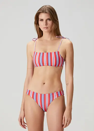 Positano Kırmızı Çizgili Bikini Üstü