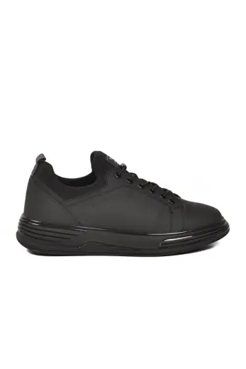Siyah Lastik Bağcıklı Erkek Sneaker