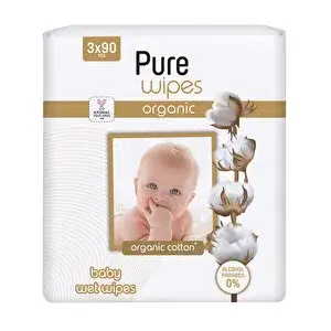 Organik Pamuklu Bebek Islak Mendil 3x90 Adet