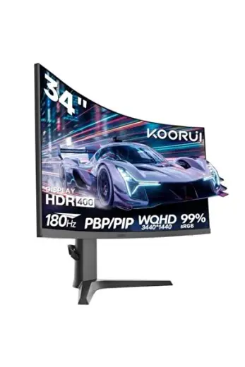 34 inç kavisli oyun monitörü, 180Hz PC ekranı, VA HDR 400, 21:9 UltraWide QHD (3440x1440), uyarlanabilir senkronizasyon, Pip/PBP modu