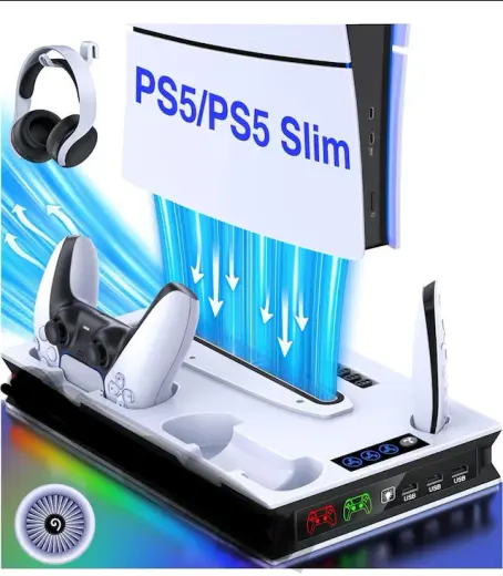 Ps5 Slim Fonksiyonel Fanlı Şarj Standı Led Göstergeli Yh60