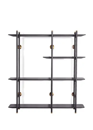 Cumba Siyah Ahşap Metal Kitaplık
