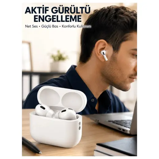 Aslanoğlu Store Mey Ithalat® Aktif Gürültü Engelleyici Kablosuz Bluetooth Kulaklık – Şarj Kutulu, Uzun Ömürlü Yeni