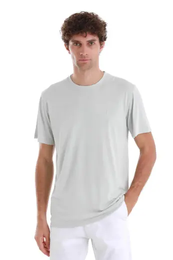 Gri Regular Fit Bisiklet Yaka Tişört