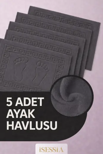 Serra 5 Adet %100 Pamuk En Iyi Emici Ayak Havlusu Konforlu Banyo Paspası 50x70cm Antrasit