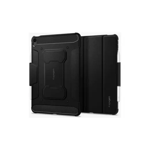 Spigen iPad Air 11" (M4 2026 / M3 2025 / M2 2024) ile Uyumlu Kılıf Rugged Armor Pro Stand özellikli Üst Düzey Koruma Siyah Karbon Kapak - ACS02054 (Spigen TR Garantili)