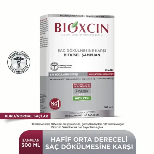 Bioxcin Saç Dökülmesine Karşı Bitkisel Klasik Şampuan Kuru ve Normal Saçlar 300 ml