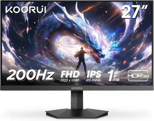 Koorui G2711P 27 İnç Monitör, 200Hz Oyun Monitörü, IPS FHD 1080p, FreeSync Premium, 2x HDMI 2.0, DP 1.4, VESA 75x75mm, E-Spor Monitörler