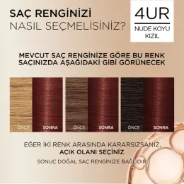 Loreal Paris Excellence Creme Nude Renkler Saç Boyası - 4UR Nude Koyu Kızıl 6