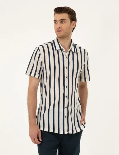 Bej Slim Fit Örme Gömlek