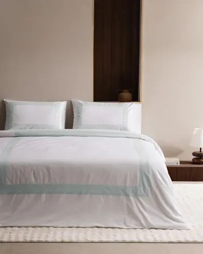 Valette King Size %100 Pamuk Çarşaflı Nevresim Takımı - Beyaz/Mavi