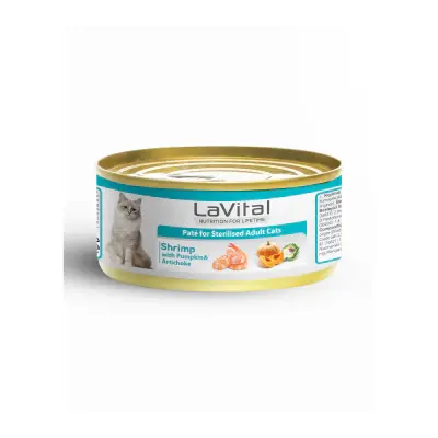 LaVital Karidesli Bal Kabaklı ve Enginarlı Kısırlaştırılmış Yetişkin Kedi Konservesi 85gr