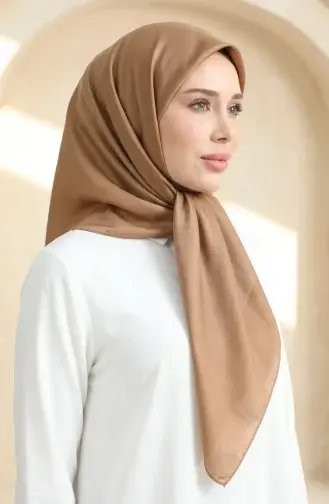 Düz Kristal Eşarp 70252-43 Sütlü kahve