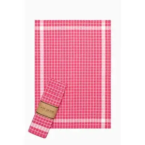 Denizli Concept Pembe/beyaz Kareli 5'li Kurulama Bezi - Çok Amaçlı Mutfak & Piknik Peçete - 45x65cm
