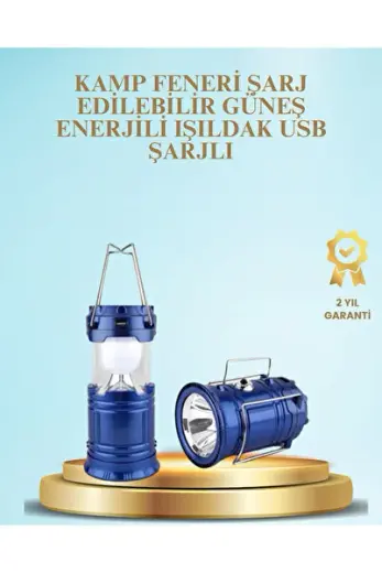 Güneş Enerjili Kızaklı Şarjlı Büyük Boy Kamp Feneri – USB Çıkışlı, Katlanabilir, Çok Fonksiyonlu