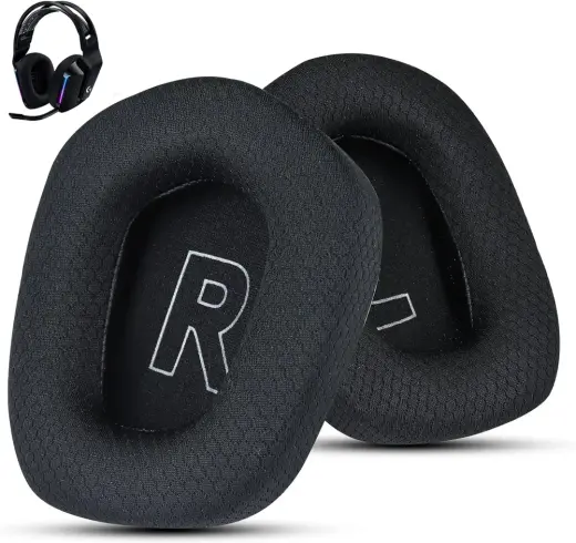 Logitech G733 Oyun Kulaklığı için Kumaş Yedek Kulak Pedleri, Logitech G335 Kablosuz Kulaklık, Yumuşak Mesh Kumaş ve İzolasyon Köpüğü ile Kulaklık Aksesuarları (Siyah)
