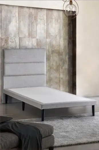 Niron Yatak Slim Tek Kişilik Baza Ve Başlık Takımı 80X180 Cm Açık Gri