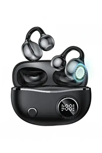 Bluetooth Küpe Kulaklık Dijital LED Gösterge Kablosuz Sporcu Kulaklığı Yüksek Bass Gürültü Engelleme