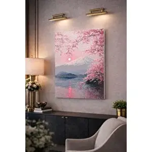 Mgi Design Sakura Çiçekli Fuji Dağı Kanvas Tablo – Pembe Manzara Duvar Dekoru – | Modern Duvar Dekoru | Salon, Yatak Odası Ve Ofis İçin | Sanatsal Ev Dekorasyonu 40x60 cm