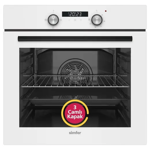 Simfer 8204 0+3 Fonksiyon Dijital Power Turbo Beyaz, Cam Ankastre Fırın