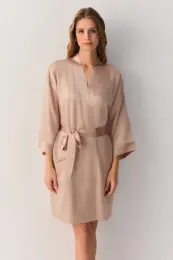 Gül Rengi Silky İpek Kısa Sabahlık 3