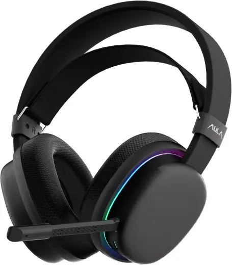 Aula G7 Tri Mode Kablosuz RGB Gaming Mikrofonlu Oyuncu Kulaklığı 40 mm Driver Gürültü Engelleyici Siyah