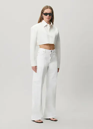Loose Fit Beyaz Jean Pantolon