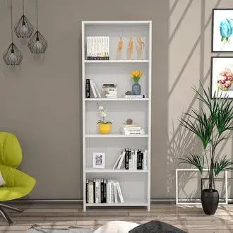 Just Home Eco 5 Raflı Kitaplık - Beyaz