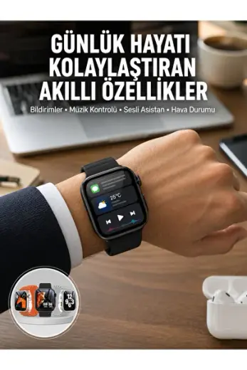 Yeni Nesil Akıllı Saat Müzik Dinleme Bildirim Görme Sesli Asistan Desteği Yeni Nesil