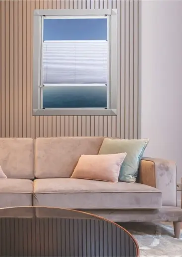 Gri Plise Katlanır Cam Balkon Perdesi - Ofis Perdesi - Mutfak Perdesi - Salon Perdesi -