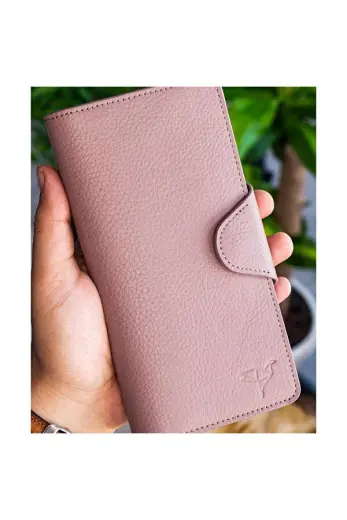 Martha Hakiki Deri Unisex Portföy Cüzdan Ekru
