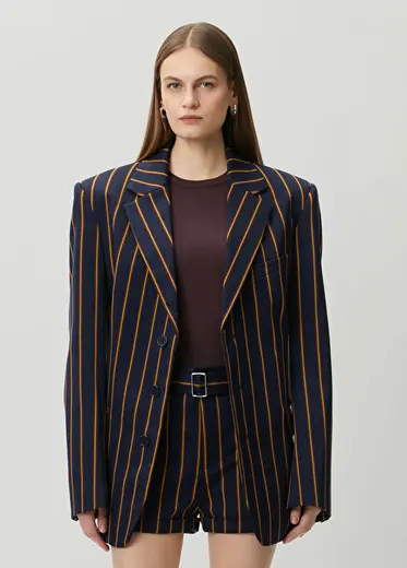 Lacivert Çizgili Blazer